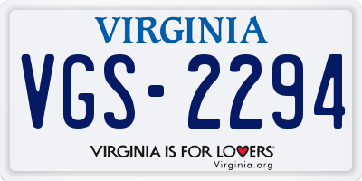 VA license plate VGS2294