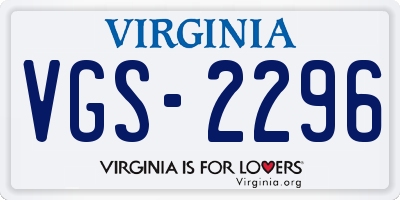 VA license plate VGS2296