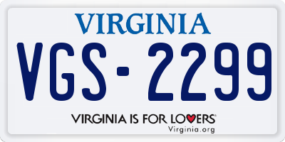 VA license plate VGS2299