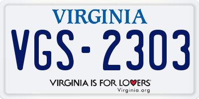 VA license plate VGS2303