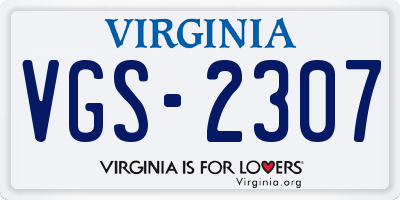 VA license plate VGS2307