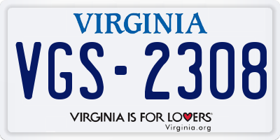 VA license plate VGS2308