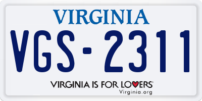 VA license plate VGS2311