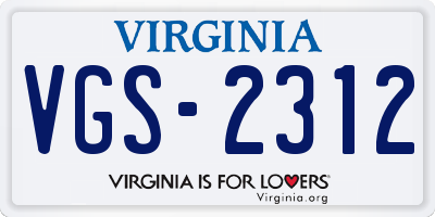 VA license plate VGS2312