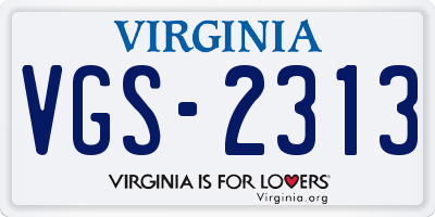 VA license plate VGS2313
