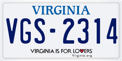 VA license plate VGS2314