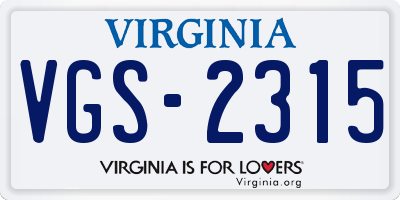 VA license plate VGS2315