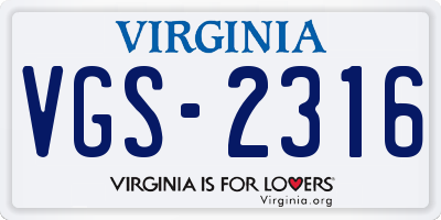 VA license plate VGS2316