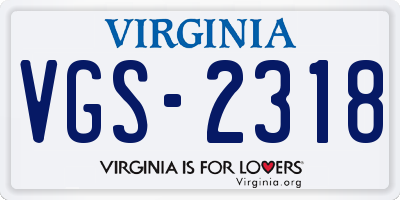 VA license plate VGS2318
