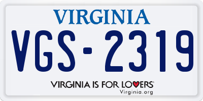 VA license plate VGS2319