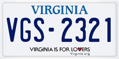 VA license plate VGS2321