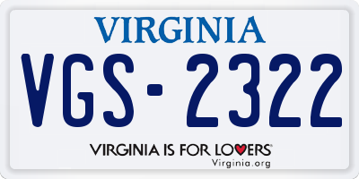VA license plate VGS2322