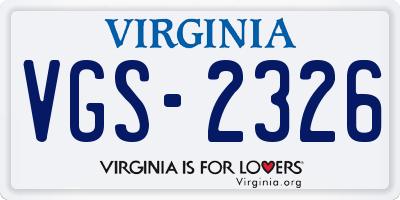VA license plate VGS2326