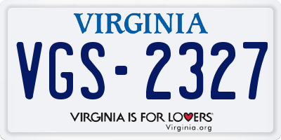 VA license plate VGS2327