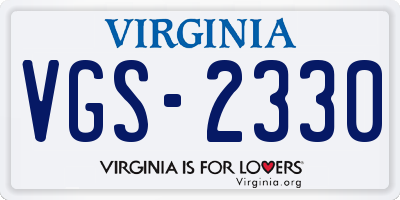 VA license plate VGS2330