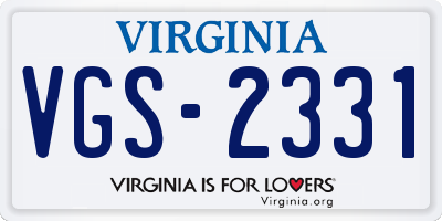VA license plate VGS2331