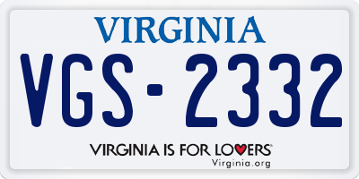 VA license plate VGS2332