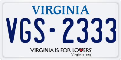 VA license plate VGS2333