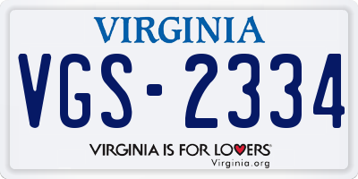 VA license plate VGS2334