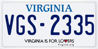VA license plate VGS2335