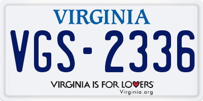 VA license plate VGS2336