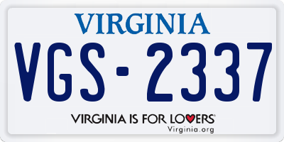 VA license plate VGS2337
