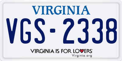 VA license plate VGS2338