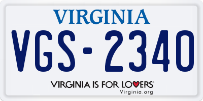 VA license plate VGS2340
