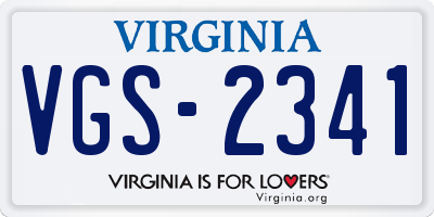 VA license plate VGS2341