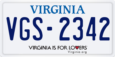 VA license plate VGS2342