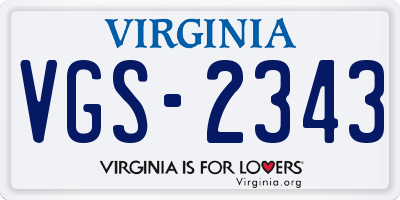 VA license plate VGS2343