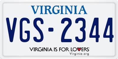 VA license plate VGS2344