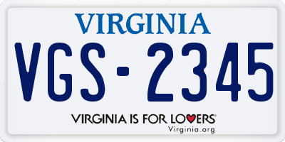 VA license plate VGS2345