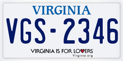 VA license plate VGS2346