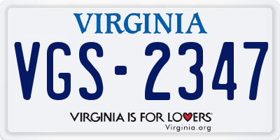 VA license plate VGS2347
