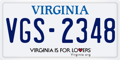 VA license plate VGS2348