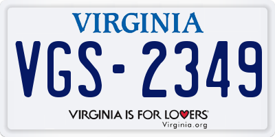 VA license plate VGS2349