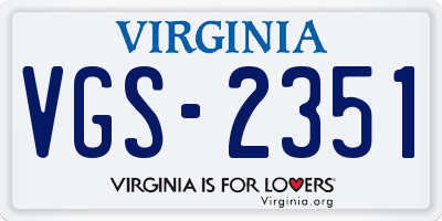 VA license plate VGS2351