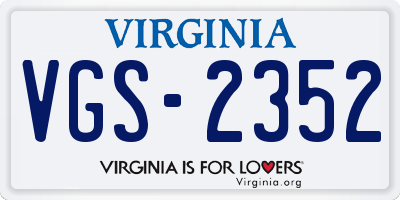 VA license plate VGS2352