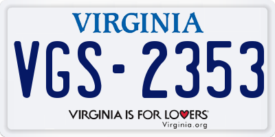 VA license plate VGS2353