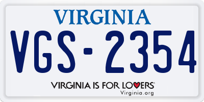 VA license plate VGS2354