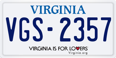 VA license plate VGS2357