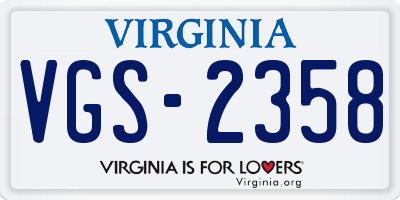 VA license plate VGS2358