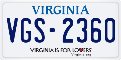 VA license plate VGS2360