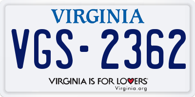 VA license plate VGS2362