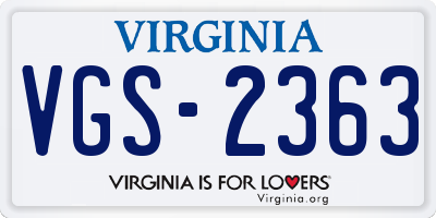 VA license plate VGS2363