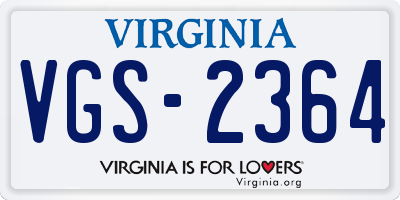 VA license plate VGS2364