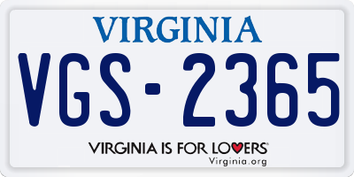 VA license plate VGS2365