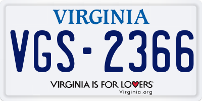 VA license plate VGS2366