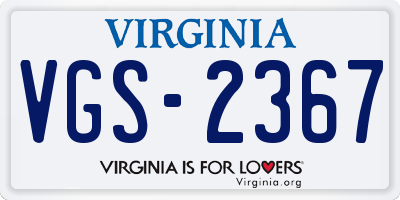 VA license plate VGS2367